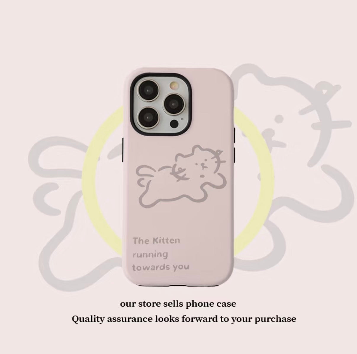 Pink Minimalist Cat Phone Case