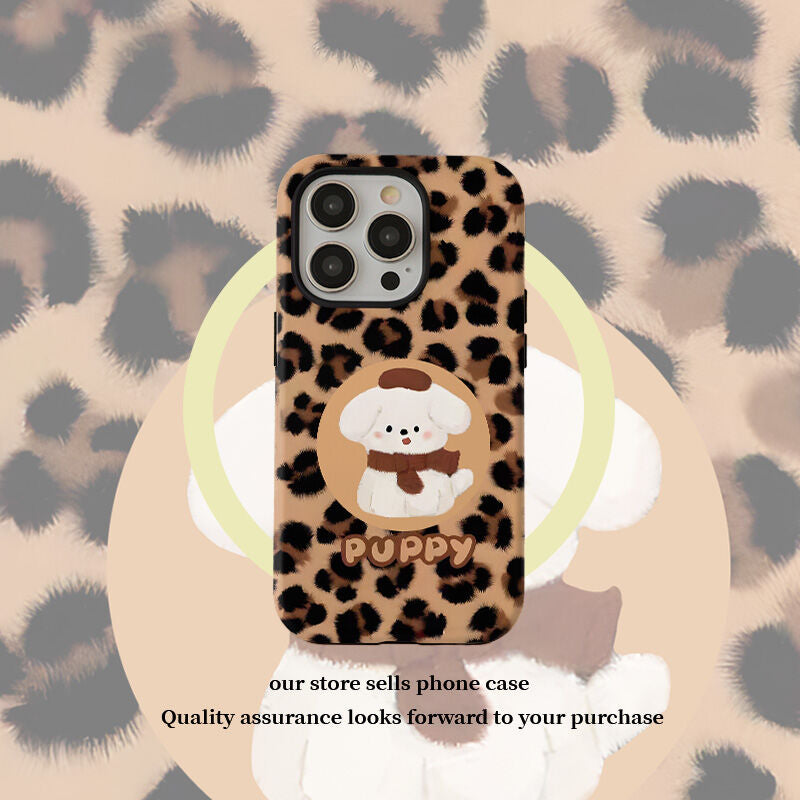 Leopard Print Puppy Phone Case