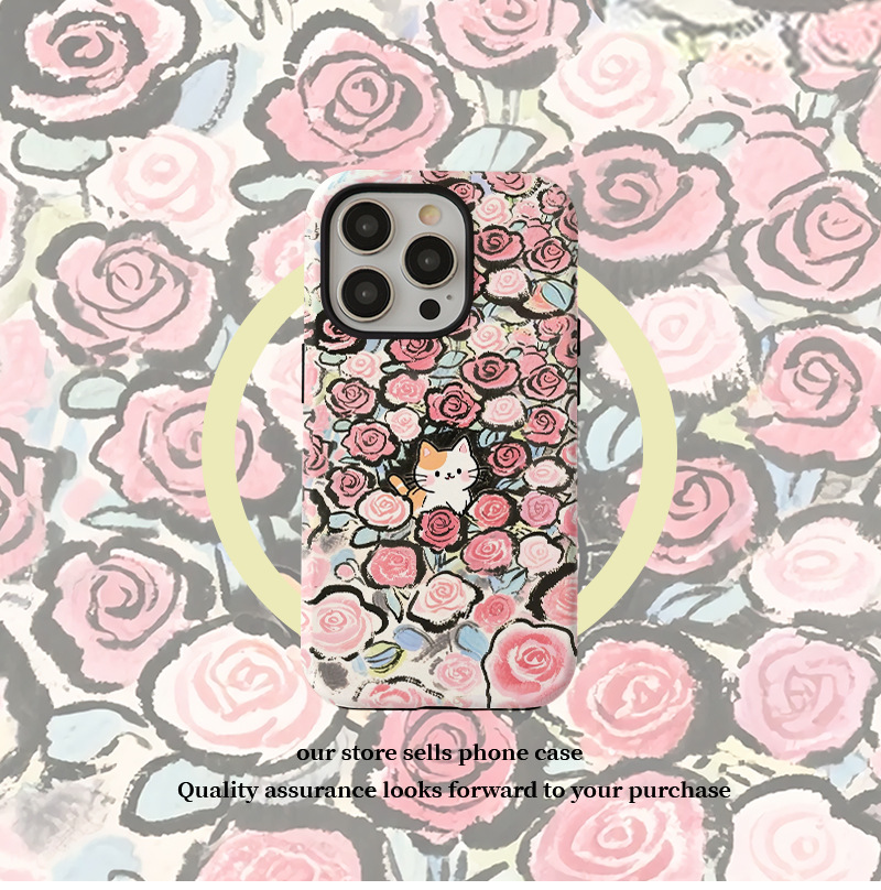 Rose Floral Cat Phone Case