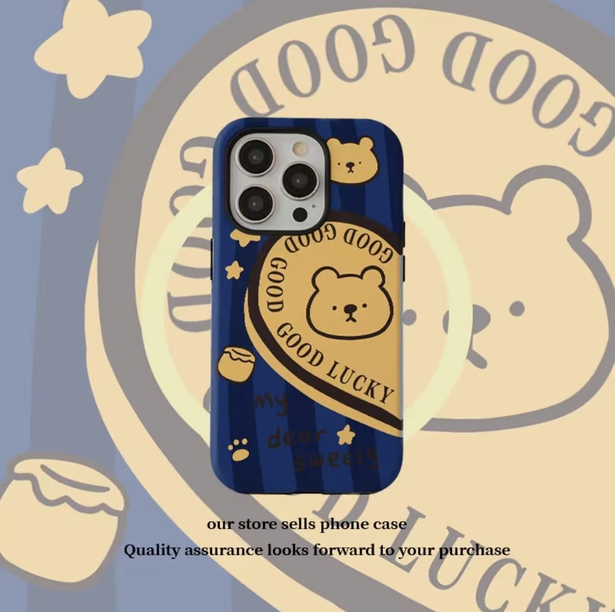 Striped Heart Bear Phone Case