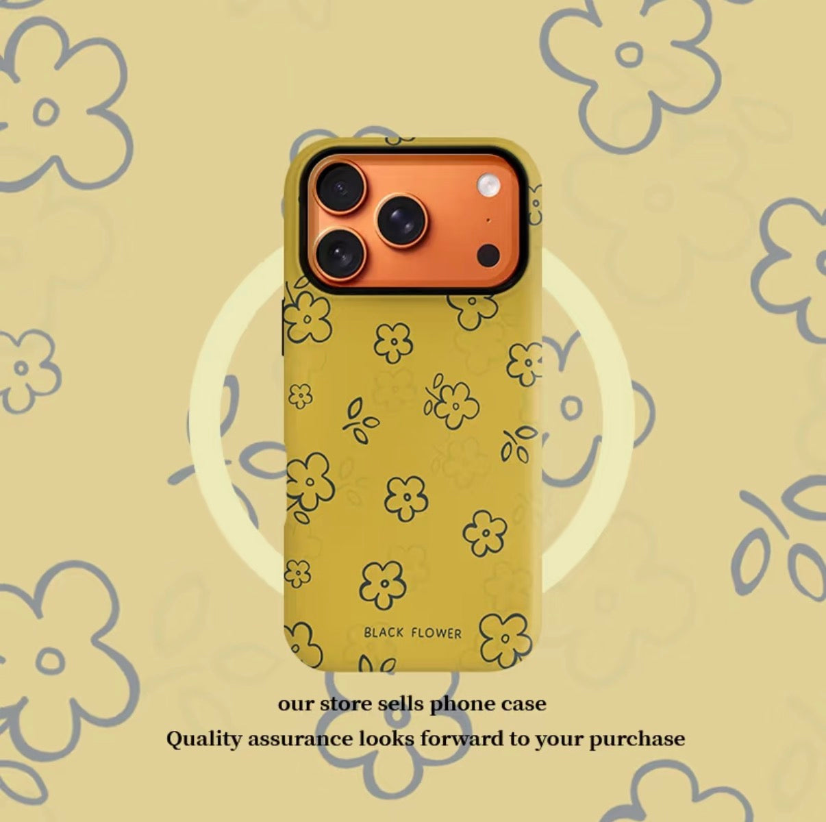 Yellow Striped Floral Phone Case