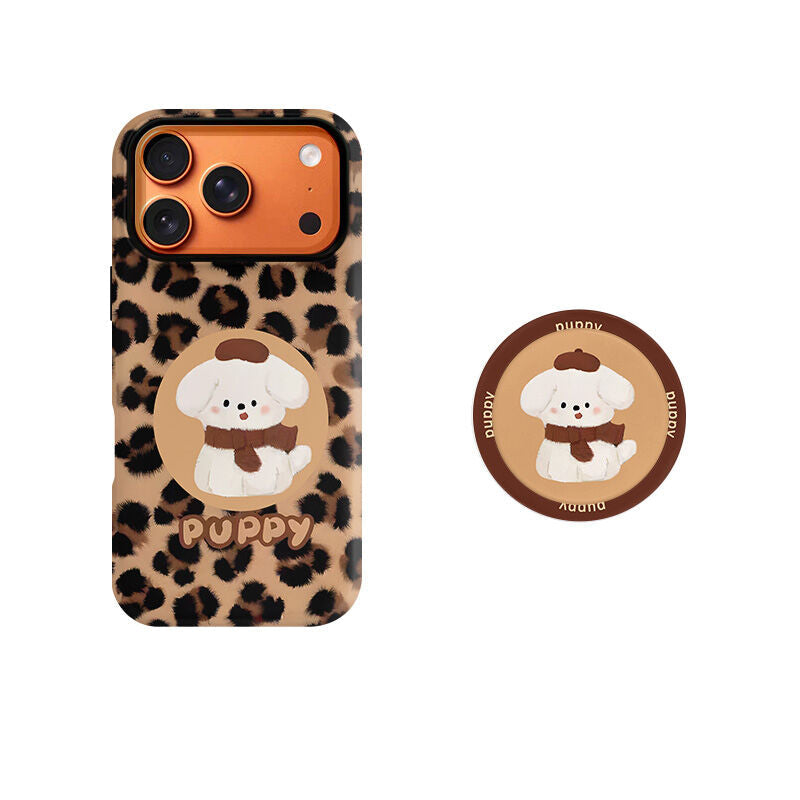 Leopard Print Puppy Phone Case
