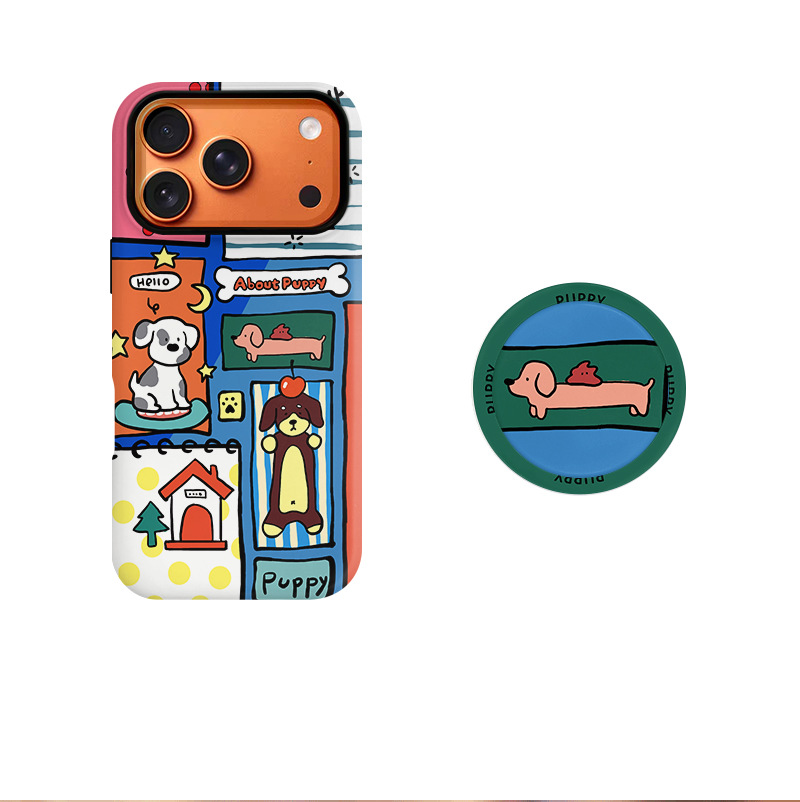 Patchwork Cherry Puppy Phone Case
