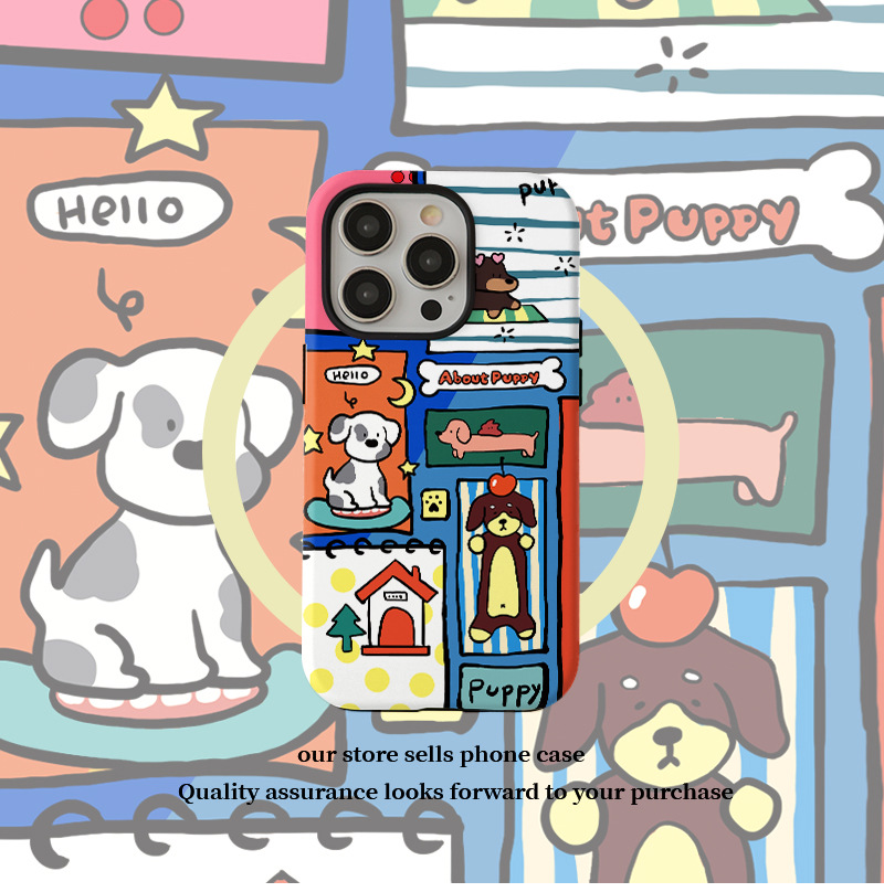 Patchwork Cherry Puppy Phone Case