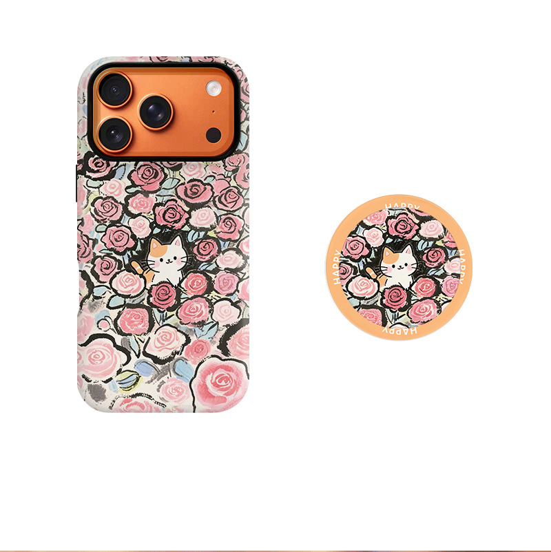 Rose Floral Cat Phone Case