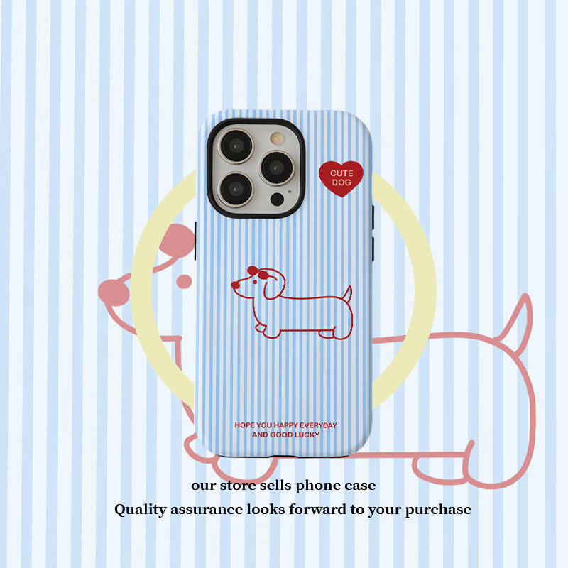 Blue Striped Dachshund Phone Case
