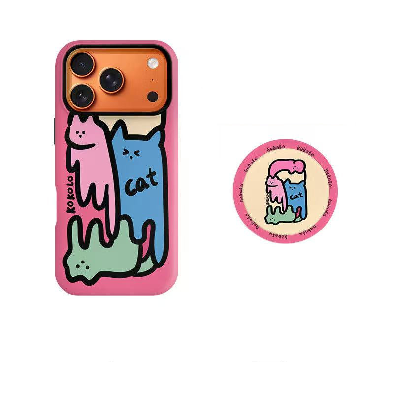 Graffiti Cat Gradient Pink Phone Case