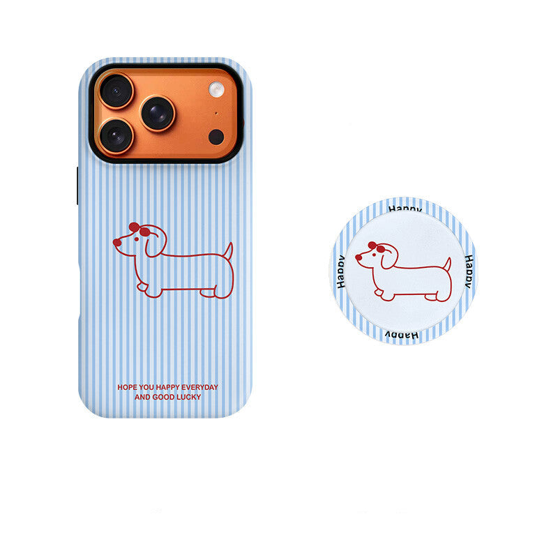 Blue Striped Dachshund Phone Case