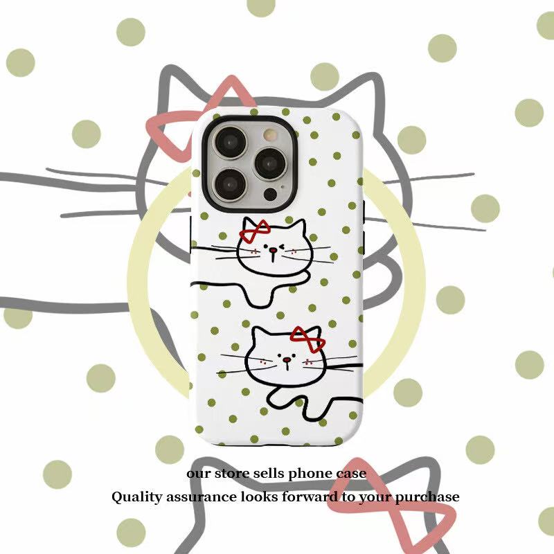 White Polka Dot Cat Phone Case