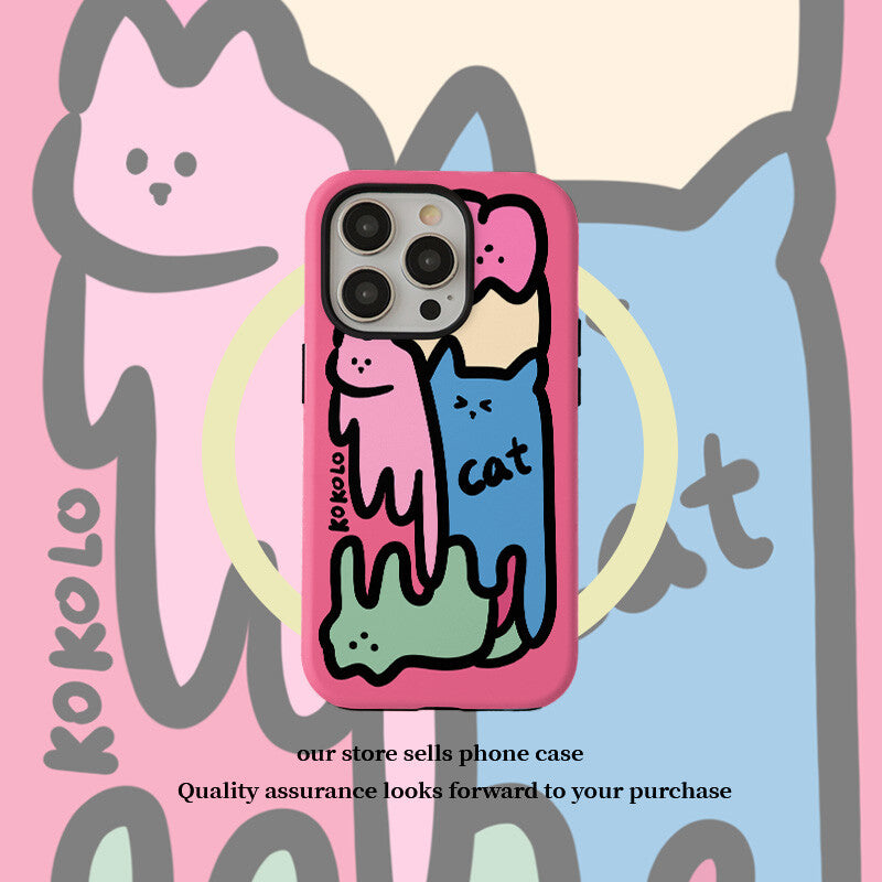 Graffiti Cat Gradient Pink Phone Case