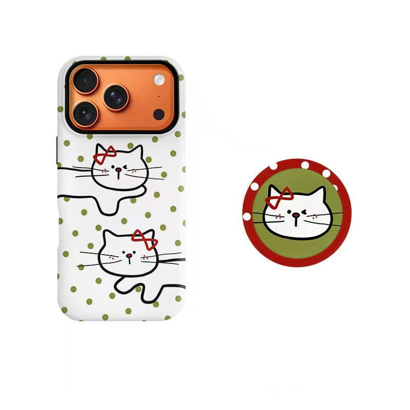 White Polka Dot Cat Phone Case