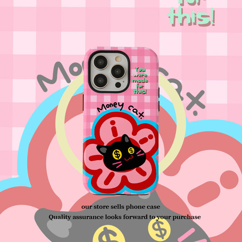Pink Plaid Cat Phone Case